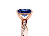 Rose gold Princess Cut Blue Sapphire Engagement Ring with Side Stone Accents and Four-Prong Setting_65