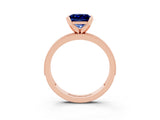 Rose gold Princess Cut Blue Sapphire Milgrain Pavé Engagement Ring with Four-Prong Setting_15