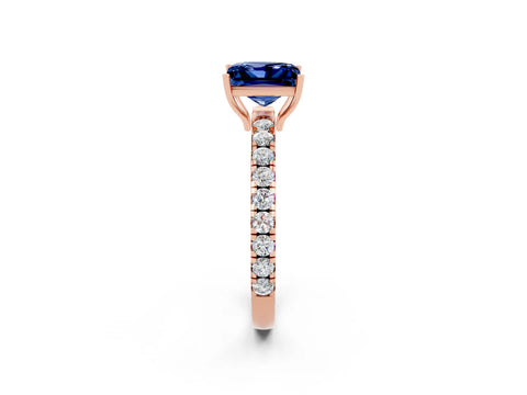 Rose gold Princess Cut Blue Sapphire Pavé Solitaire Engagement Ring with Four-Prong Setting_14