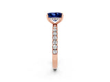 Rose gold Princess Cut Blue Sapphire Pave Band Solitaire Ring with Four-Prong Setting_26