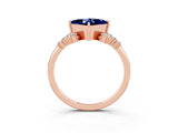 Rose gold Princess Cut Blue Sapphire Ring with Side Stones and Four-Prong Setting_39
