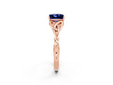 Rose gold Princess Cut Blue Sapphire Solitaire Celtic Knot Ring with Four-Prong Setting_14