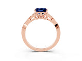 Rose gold Princess Cut Blue Sapphire Solitaire Celtic Knot Ring with Four-Prong Setting_15