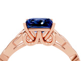 Rose gold Princess Cut Blue Sapphire Solitaire Celtic Knot Ring with Four-Prong Setting_16