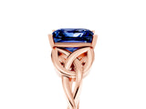 Rose gold Princess Cut Blue Sapphire Solitaire Celtic Knot Ring with Four-Prong Setting_17