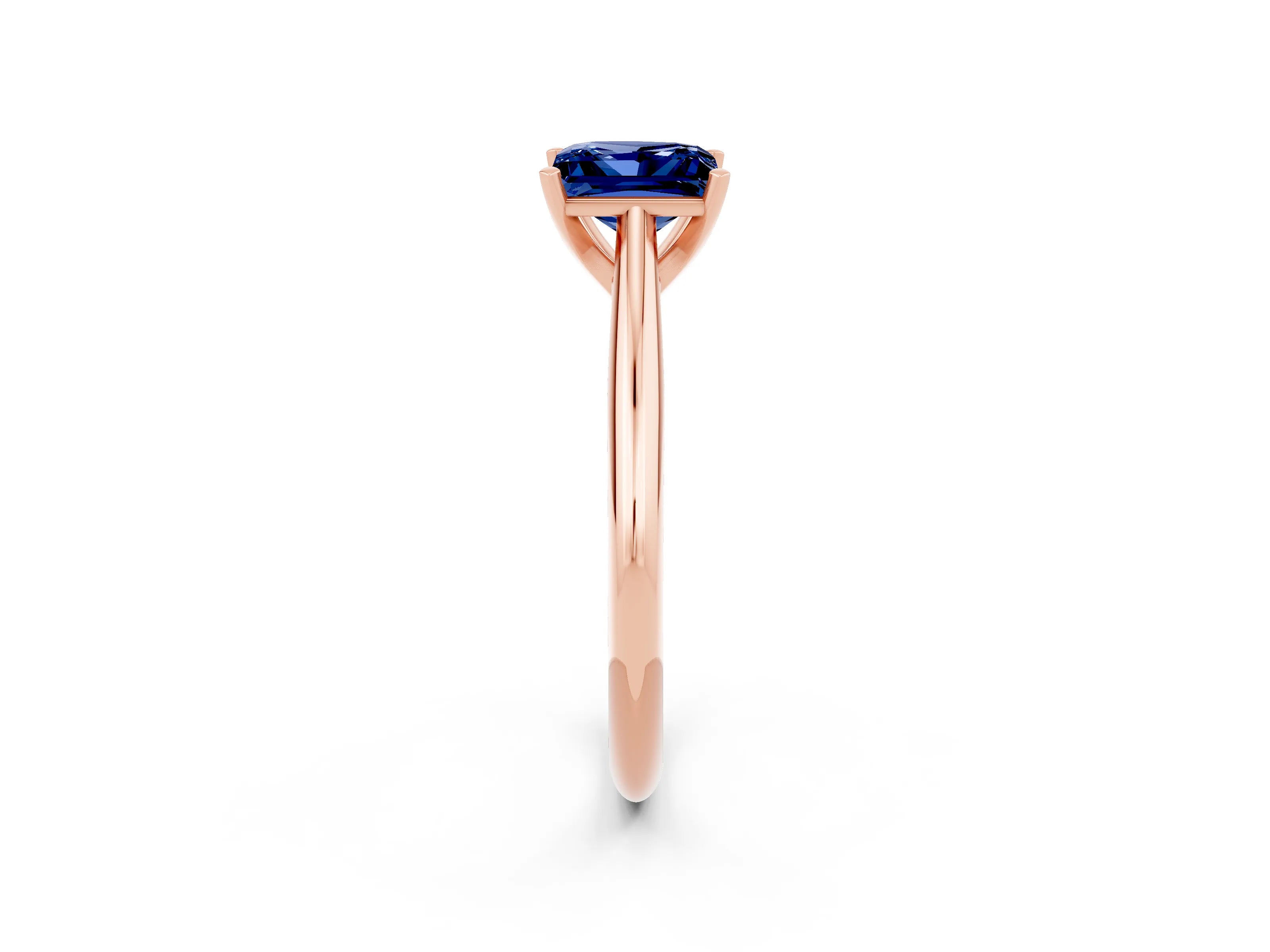 Rose gold Princess Cut Blue Sapphire Solitaire Engagement Ring with Cathedral Setting and Four-Prong Mount_14