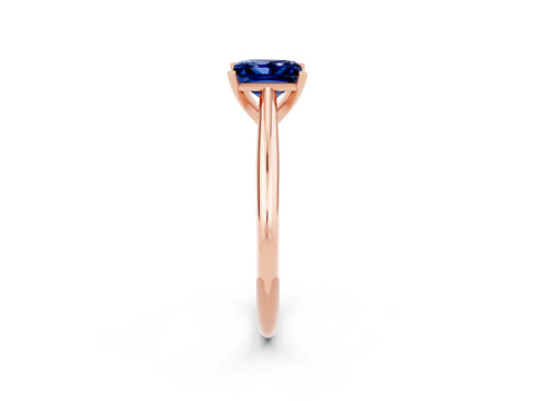Rose gold Princess Cut Blue Sapphire Solitaire Engagement Ring with Cathedral Setting and Four-Prong Mount_14