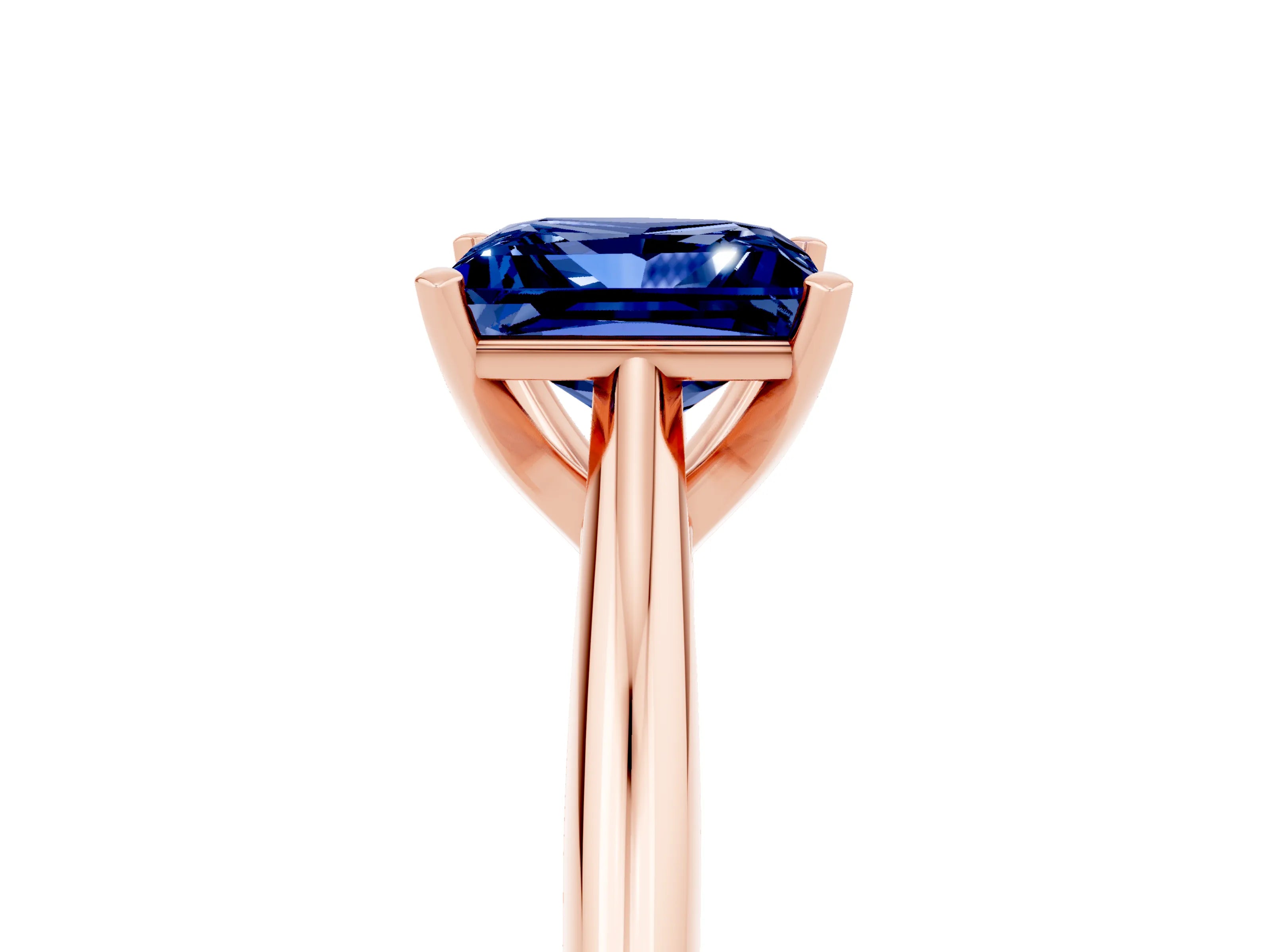 Rose gold Princess Cut Blue Sapphire Solitaire Engagement Ring with Cathedral Setting and Four-Prong Mount_17