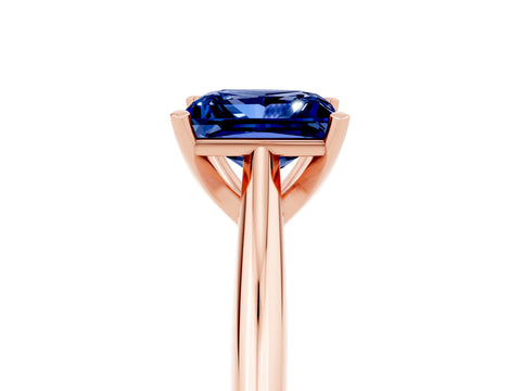 Rose gold Princess Cut Blue Sapphire Solitaire Engagement Ring with Cathedral Setting and Four-Prong Mount_17