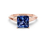 Rose gold Princess Cut Blue Sapphire Solitaire Engagement Ring with Cathedral Setting and Four-Prong Mount_24