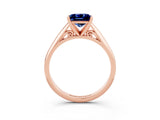 Rose gold Princess Cut Blue Sapphire Solitaire Engagement Ring with Cathedral Setting and Four-Prong Mount_27