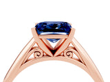 Rose gold Princess Cut Blue Sapphire Solitaire Engagement Ring with Cathedral Setting and Four-Prong Mount_28