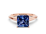 Rose gold Princess Cut Blue Sapphire Solitaire Engagement Ring with Cathedral Setting and Four-Prong Mount_66