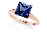 Rose gold Princess Cut Blue Sapphire Solitaire Engagement Ring with Cathedral Setting and Four-Prong Mount_67