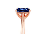 Rose gold Princess Cut Blue Sapphire Solitaire Engagement Ring with Cathedral Setting and Four-Prong Mount_71