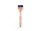 Rose gold Princess Cut Blue Sapphire Solitaire Engagement Ring with Celtic Knot Band and Four-Prong Setting_2