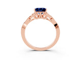 Rose gold Princess Cut Blue Sapphire Solitaire Engagement Ring with Celtic Knot Band and Four-Prong Setting_3