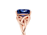 Rose gold Princess Cut Blue Sapphire Solitaire Engagement Ring with Celtic Knot Band and Four-Prong Setting_5