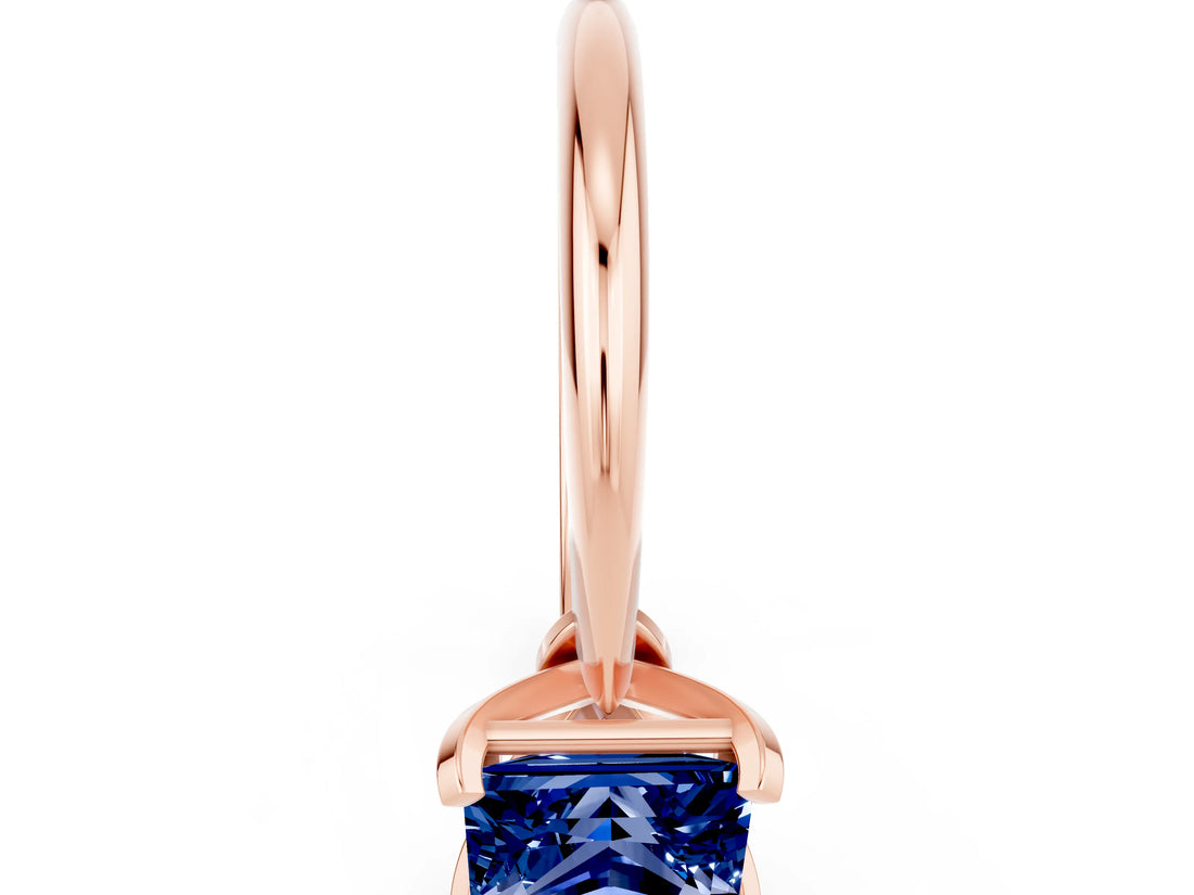 Rose gold Princess Cut Blue Sapphire Solitaire Engagement Ring with Classic Band and Four-Prong Setting_12
