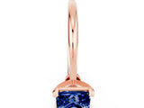 Rose gold Princess Cut Blue Sapphire Solitaire Engagement Ring with Classic Band and Four-Prong Setting_12