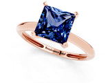 Rose gold Princess Cut Blue Sapphire Solitaire Engagement Ring with Classic Band and Four-Prong Setting_13