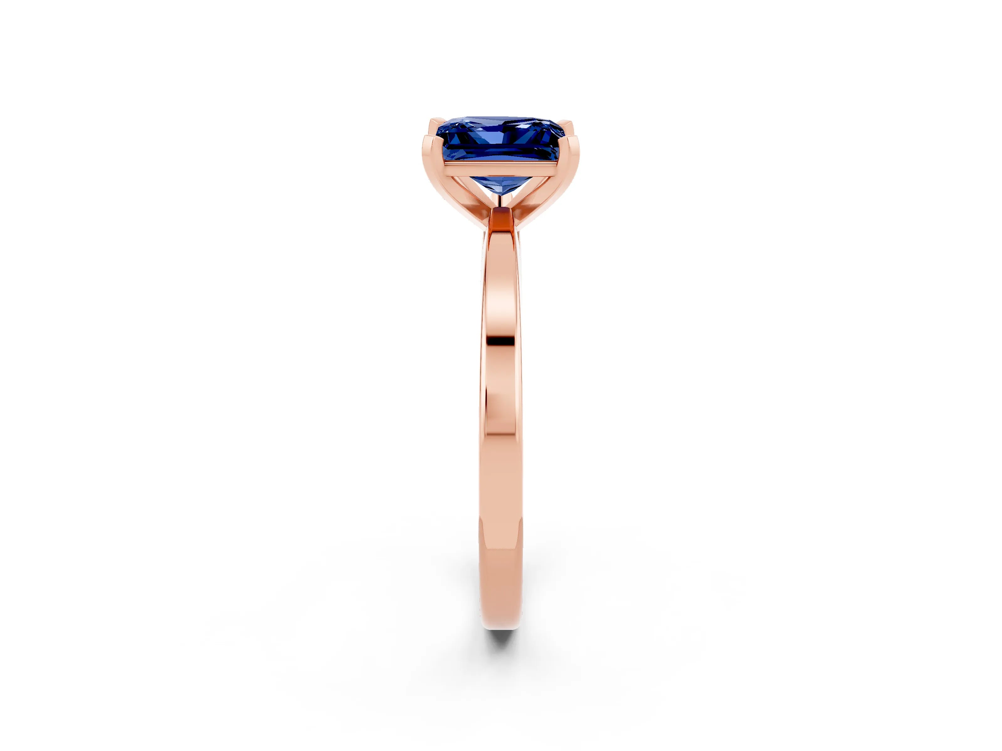 Rose gold Princess Cut Blue Sapphire Solitaire Engagement Ring with Classic Band and Four-Prong Setting_26