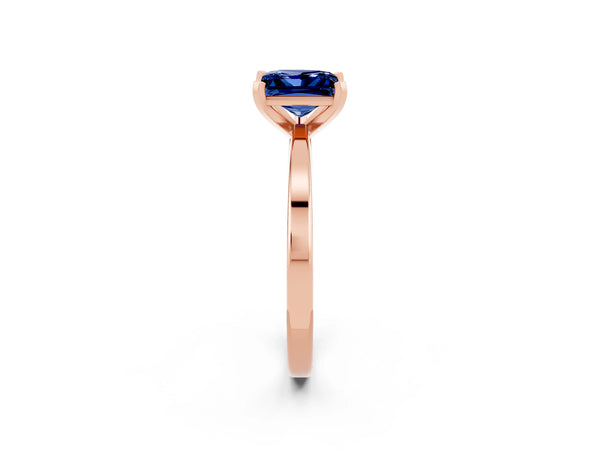 Rose gold Princess Cut Blue Sapphire Solitaire Engagement Ring with Classic Band and Four-Prong Setting