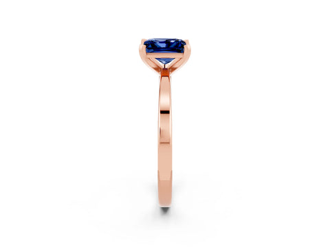 Rose gold Princess Cut Blue Sapphire Solitaire Engagement Ring with Classic Band and Four-Prong Setting_26