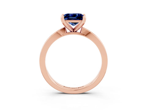 Rose gold Princess Cut Blue Sapphire Solitaire Engagement Ring with Classic Band and Four-Prong Setting_27