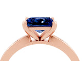 Rose gold Princess Cut Blue Sapphire Solitaire Engagement Ring with Classic Band and Four-Prong Setting_28