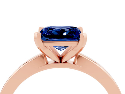 Rose gold Princess Cut Blue Sapphire Solitaire Engagement Ring with Classic Band and Four-Prong Setting_28