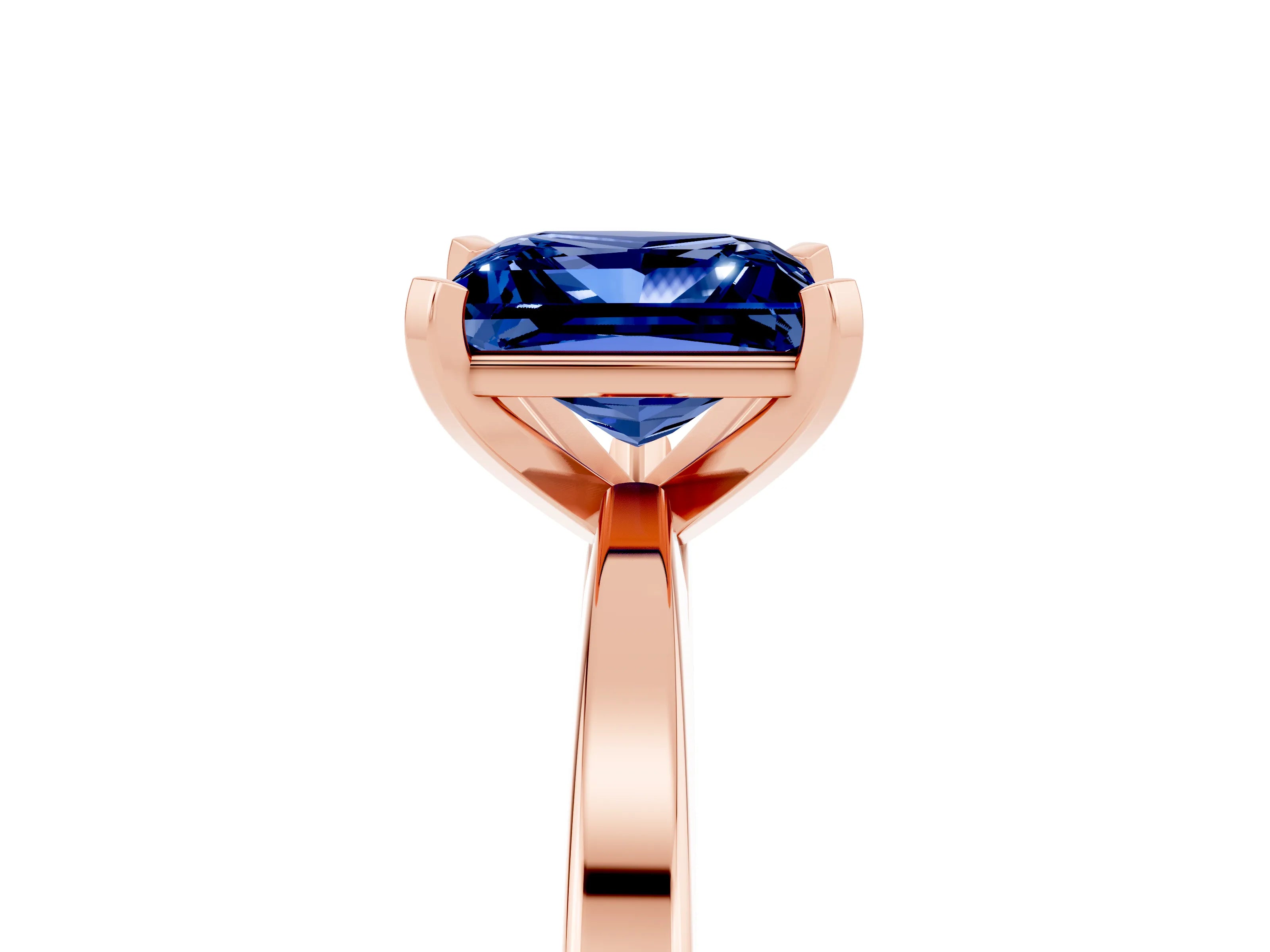 Rose gold Princess Cut Blue Sapphire Solitaire Engagement Ring with Classic Band and Four-Prong Setting_29