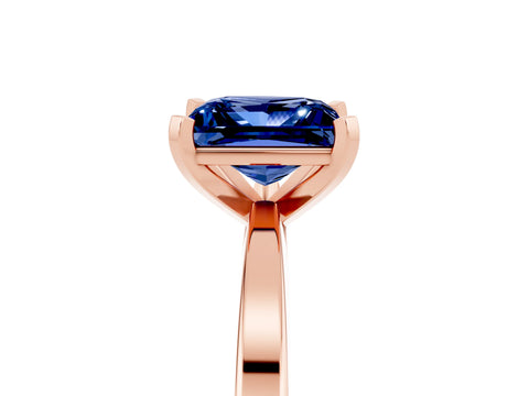 Rose gold Princess Cut Blue Sapphire Solitaire Engagement Ring with Classic Band and Four-Prong Setting_29