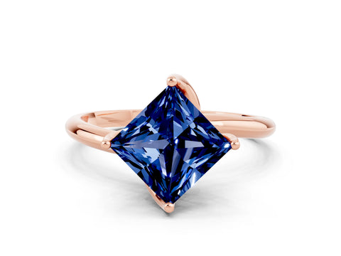 Rose gold Princess Cut Blue Sapphire Solitaire Engagement Ring with Four-Prong Setting and Classic Band_12