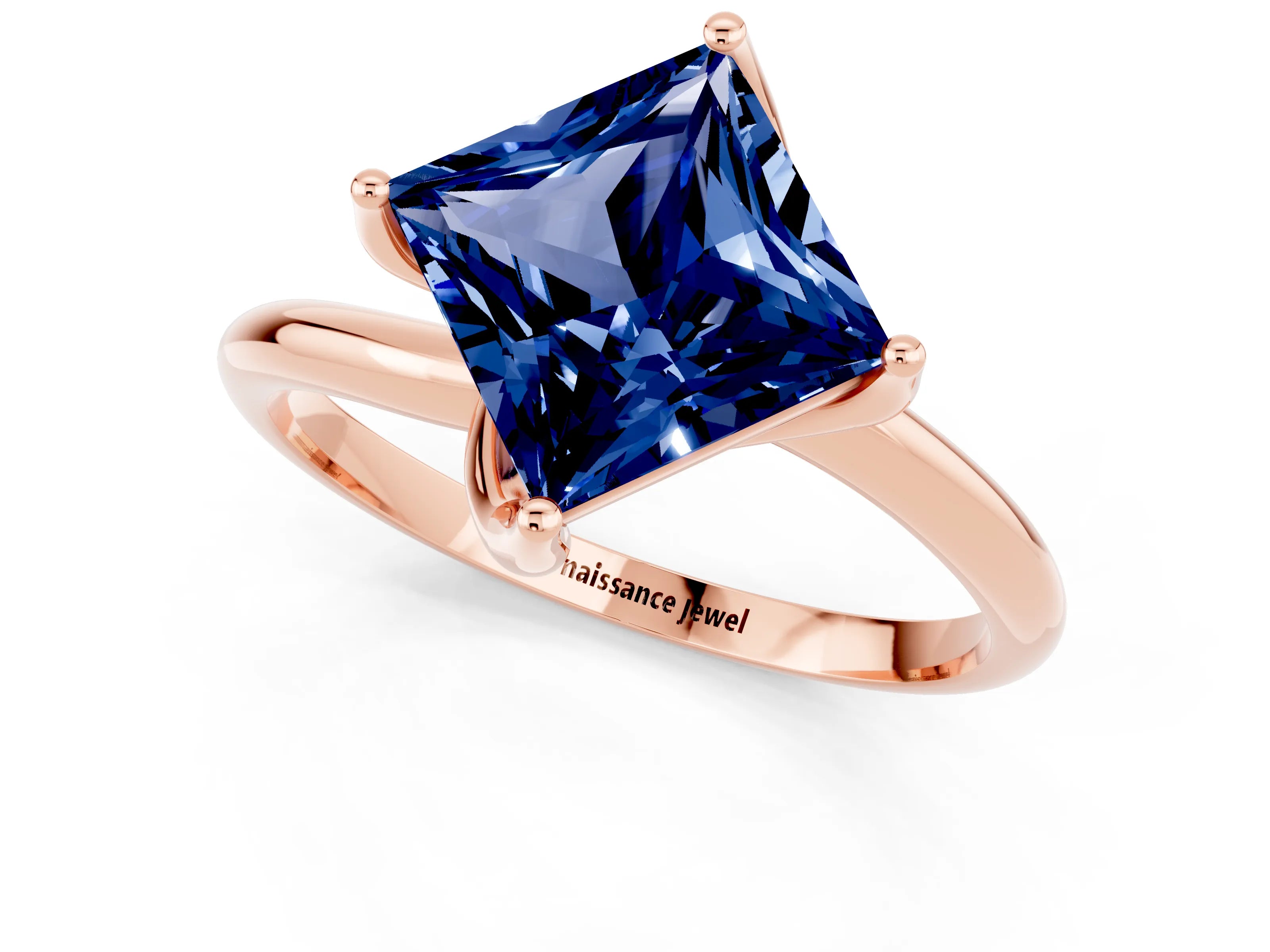 Rose gold Princess Cut Blue Sapphire Solitaire Engagement Ring with Four-Prong Setting and Classic Band_13