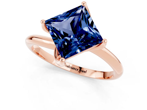 Rose gold Princess Cut Blue Sapphire Solitaire Engagement Ring with Four-Prong Setting and Classic Band_13