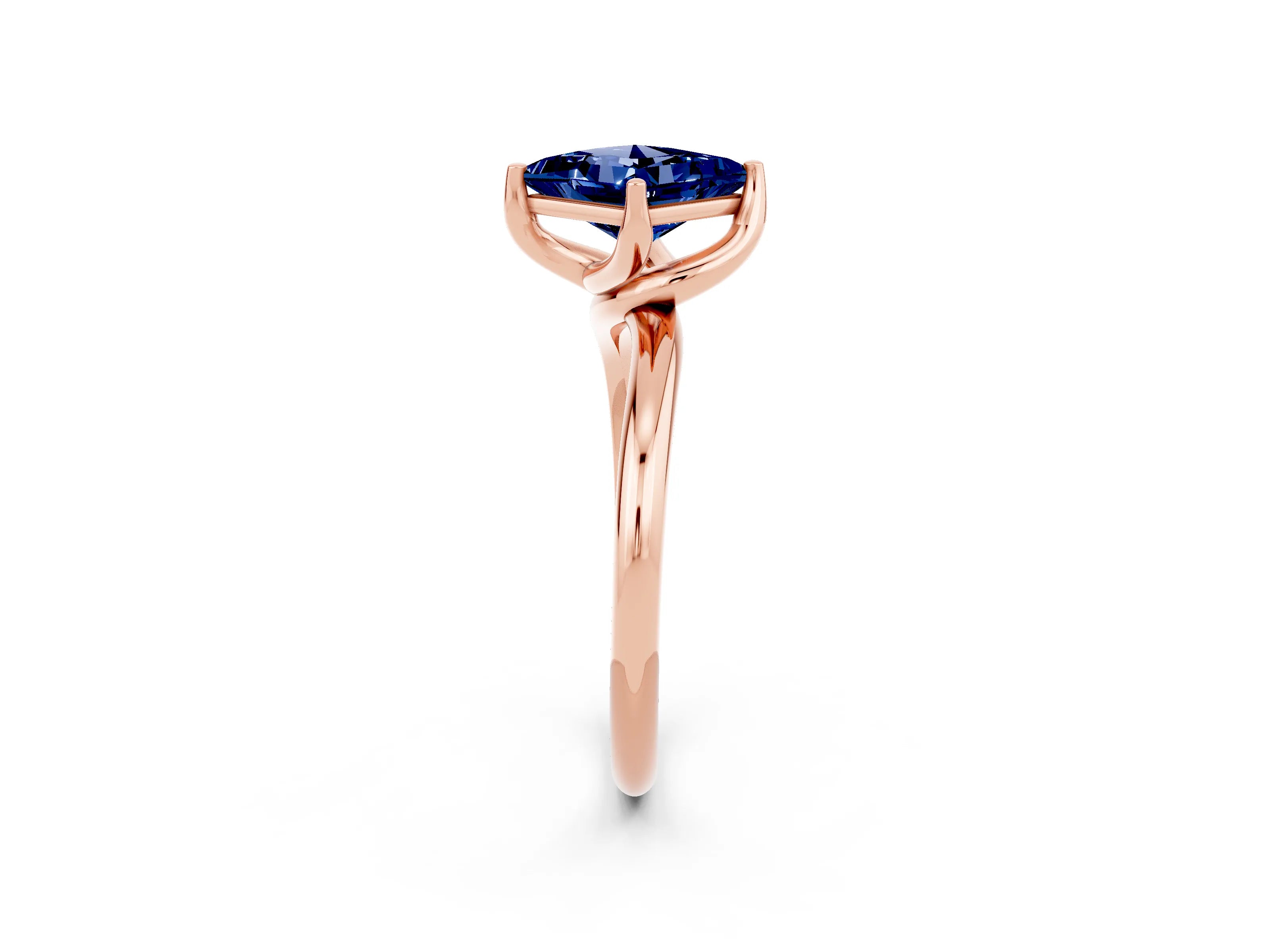 Rose gold Princess Cut Blue Sapphire Solitaire Engagement Ring with Four-Prong Setting and Classic Band_14
