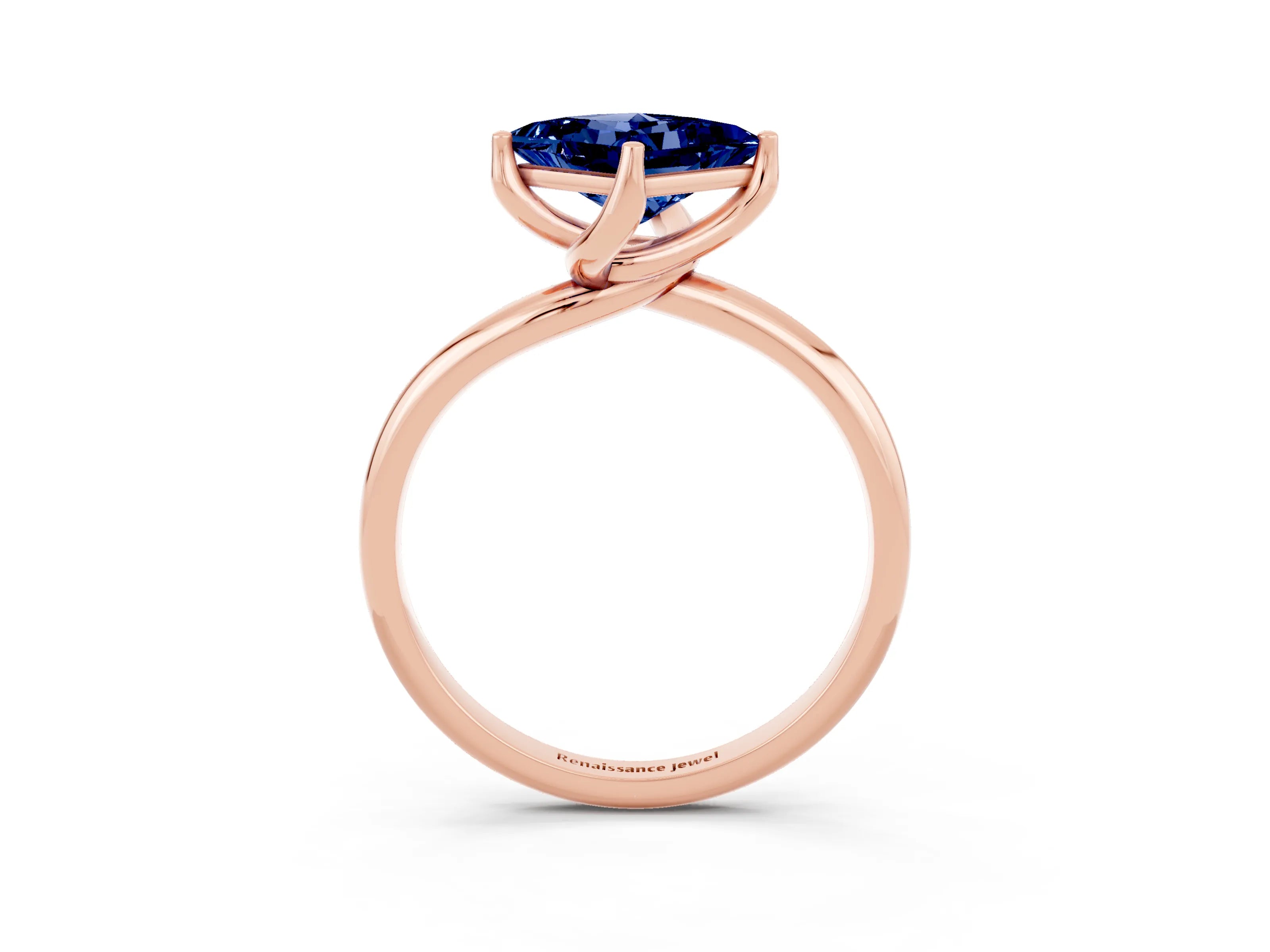 Rose gold Princess Cut Blue Sapphire Solitaire Engagement Ring with Four-Prong Setting and Classic Band_15