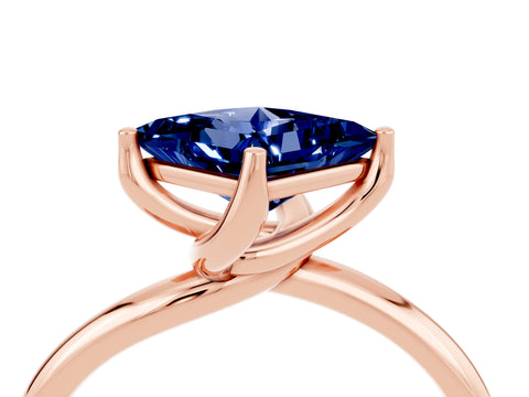 Rose gold Princess Cut Blue Sapphire Solitaire Engagement Ring with Four-Prong Setting and Classic Band_16
