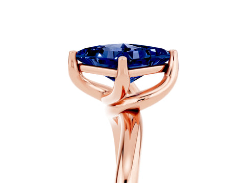 Rose gold Princess Cut Blue Sapphire Solitaire Engagement Ring with Four-Prong Setting and Classic Band_17