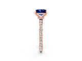 Rose gold Princess Cut Blue Sapphire Solitaire Engagement Ring with Pavé Band and Four-Prong Setting_2