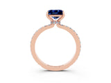 Rose gold Princess Cut Blue Sapphire Solitaire Engagement Ring with Pavé Band and Four-Prong Setting_3