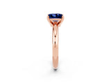 Rose gold Princess Cut Blue Sapphire Solitaire Engagement Ring with Round Band and Four-Prong Setting_2