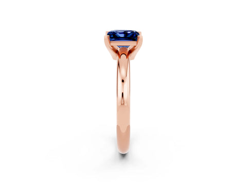 Rose gold Princess Cut Blue Sapphire Solitaire Engagement Ring with Round Band and Four-Prong Setting_2