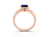 Rose gold Princess Cut Blue Sapphire Solitaire Engagement Ring with Round Band and Four-Prong Setting_3
