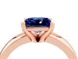 Rose gold Princess Cut Blue Sapphire Solitaire Engagement Ring with Round Band and Four-Prong Setting_4