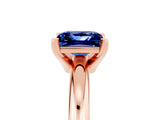 Rose gold Princess Cut Blue Sapphire Solitaire Engagement Ring with Round Band and Four-Prong Setting_5