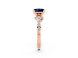 Rose gold Princess Cut Blue Sapphire Solitaire Ring with Crossover Gallery and Round  Pavé Band_14