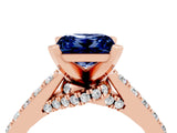 Rose gold Princess Cut Blue Sapphire Solitaire Ring with Crossover Gallery and Round  Pavé Band_16