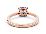 Rose gold Princess Cut Blue Sapphire Solitaire Ring with Flower Prong Setting and Classic Band_12